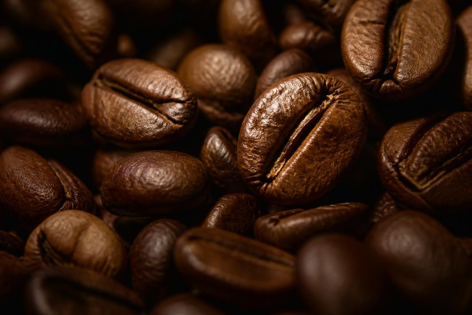 Granos de café tostados en primer plano